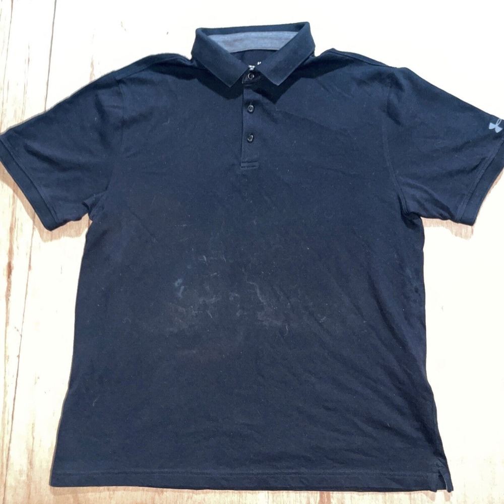 Under Armour Heat Gear Polo Shirt Men’s Golf Large Black UA